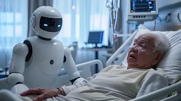 A hospital robot assisting a surgeon or a care robot helping an elderly person