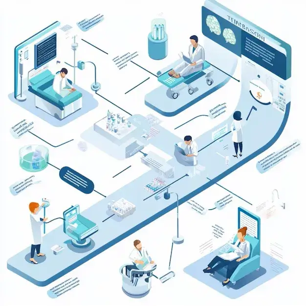 A visual flowchart showing how AI analyzes a patient’s genome, lifestyle, and medical history to create a custom treatment plan